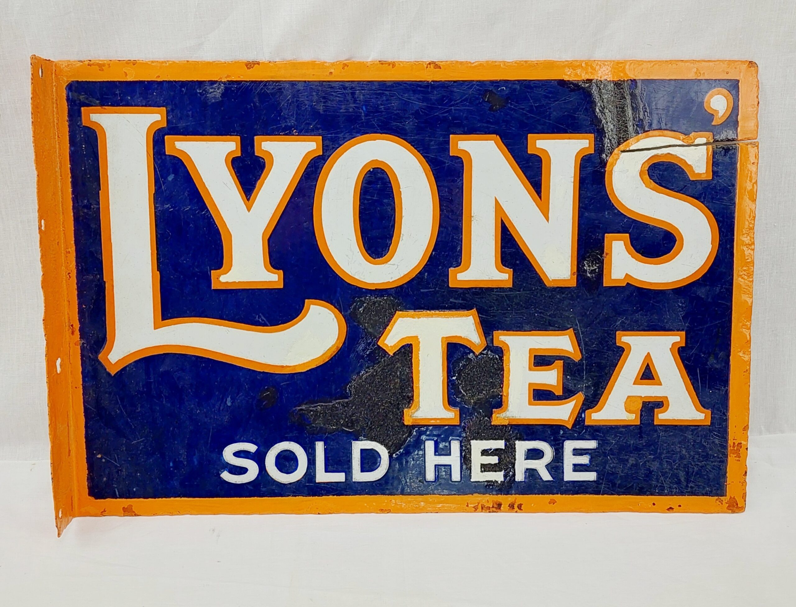 Double-Sided Enamel Advertising Sign For Lyons Tea