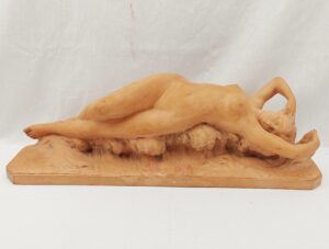 Early 20th Century French Terracotta Figure Of A Reclined Naked Lady