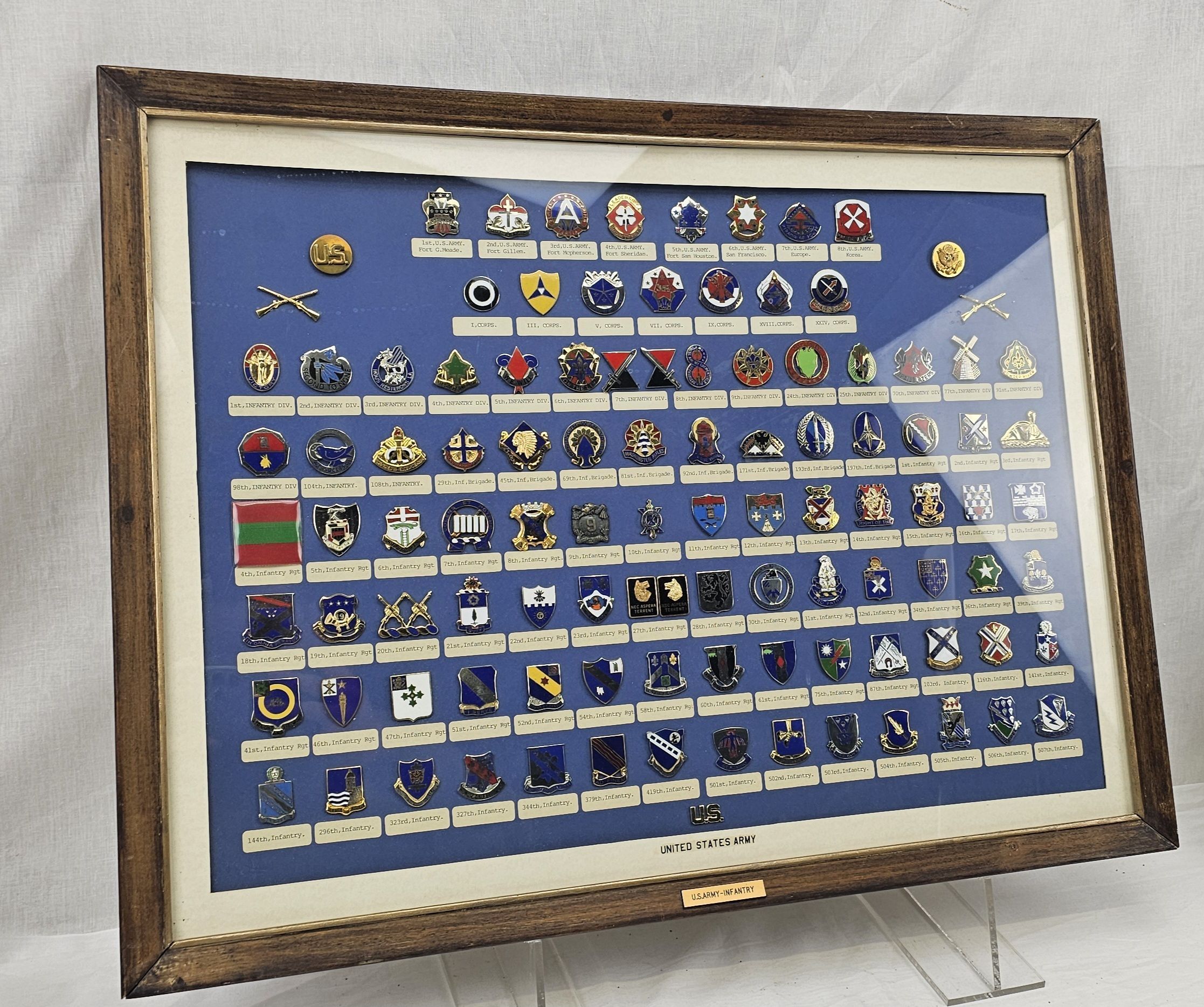 Framed Display Of US Infantry Badges - Image 2