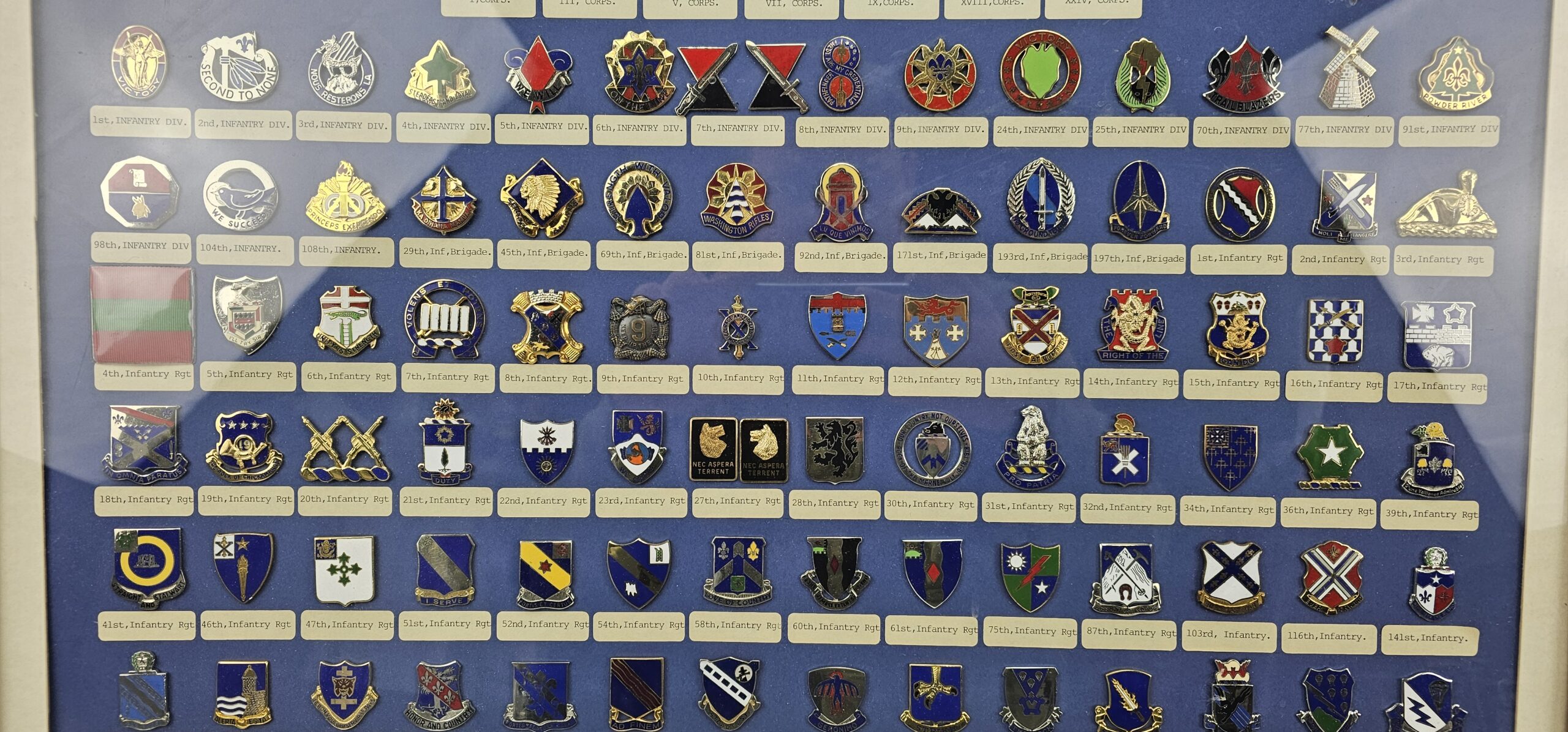 Framed Display Of US Infantry Badges - Image 4