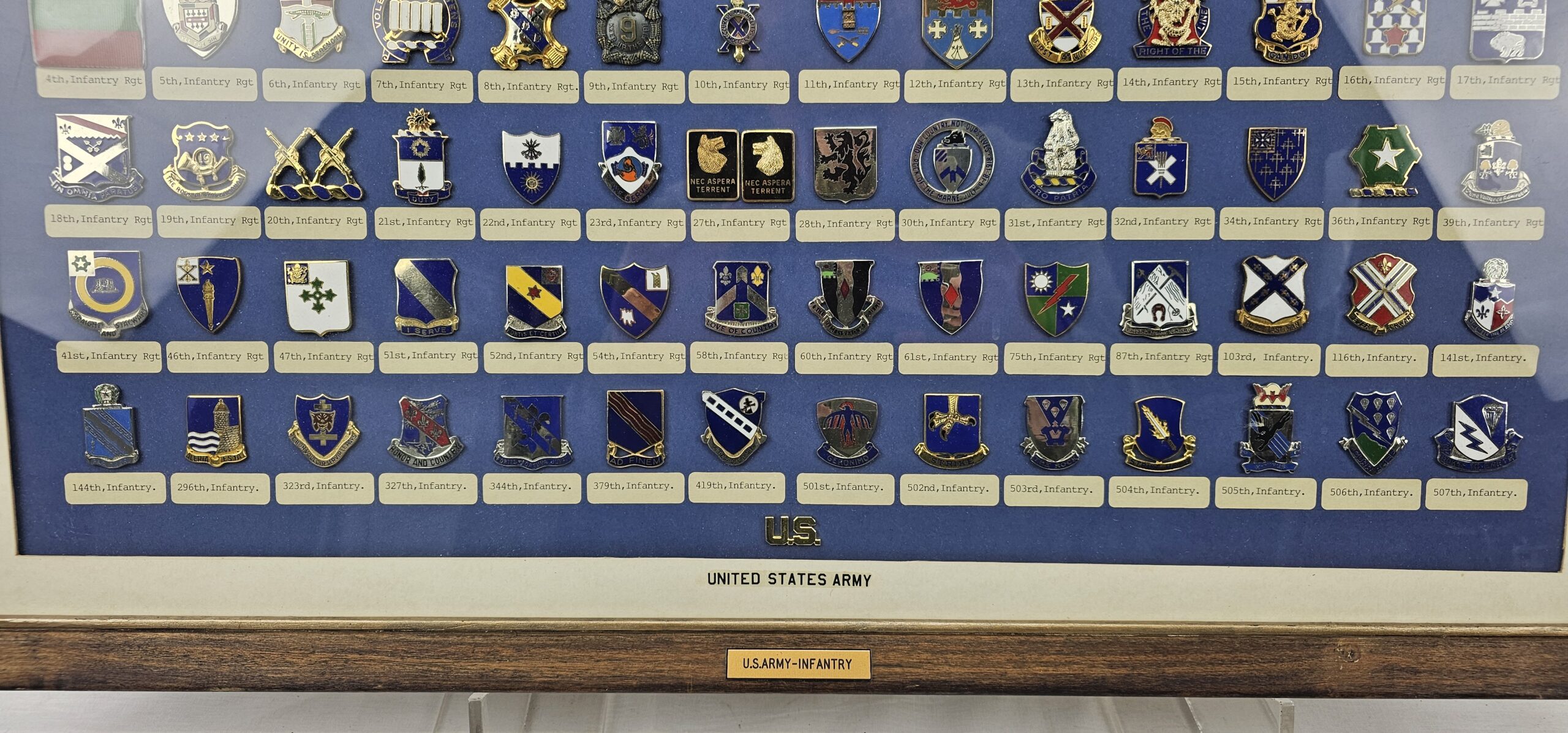 Framed Display Of US Infantry Badges - Image 5