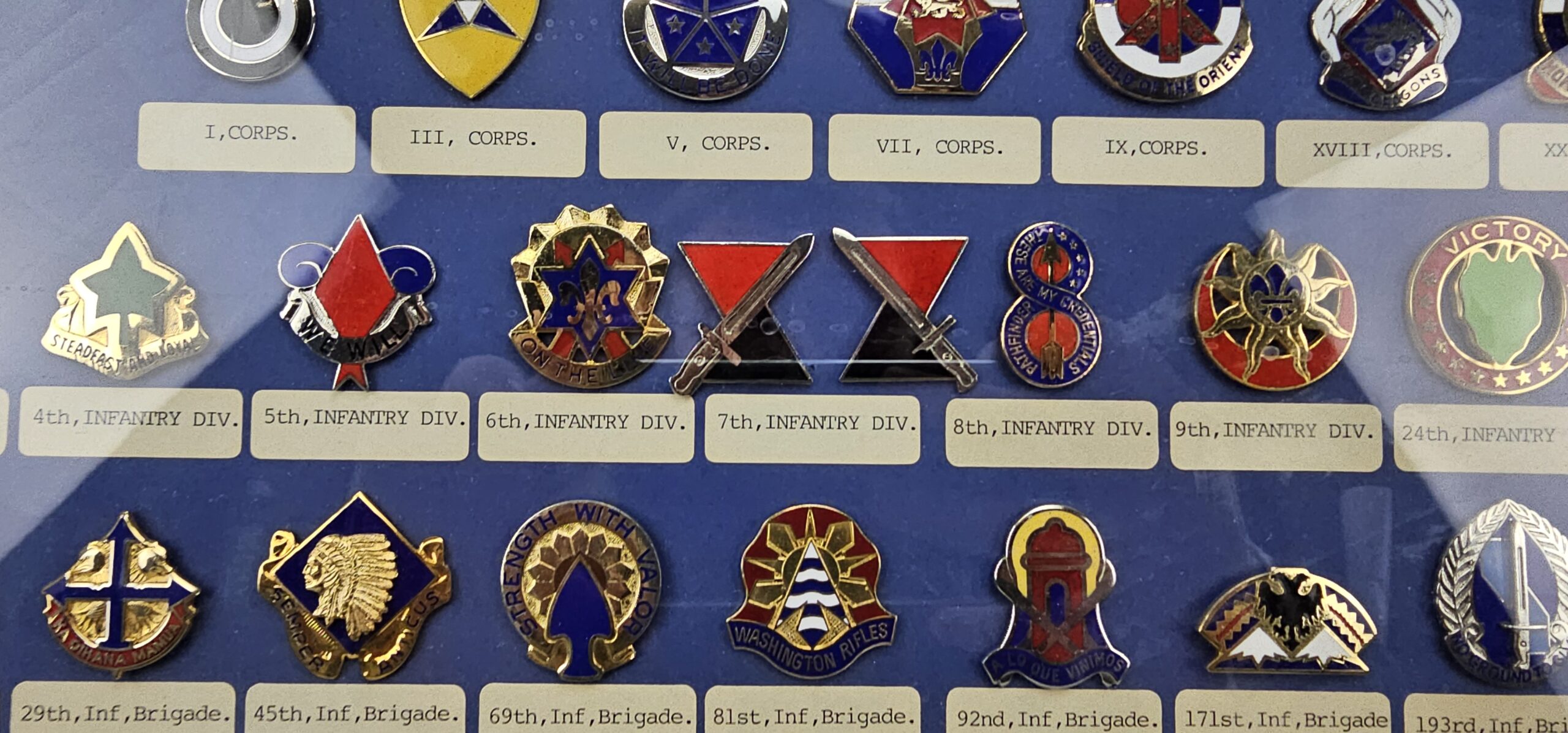 Framed Display Of US Infantry Badges - Image 7