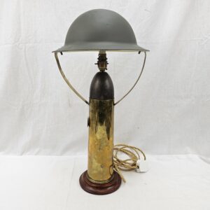 Lamp Crafted From A Brass Shell Case And Dummy Head With British Brodie Helmet Shade