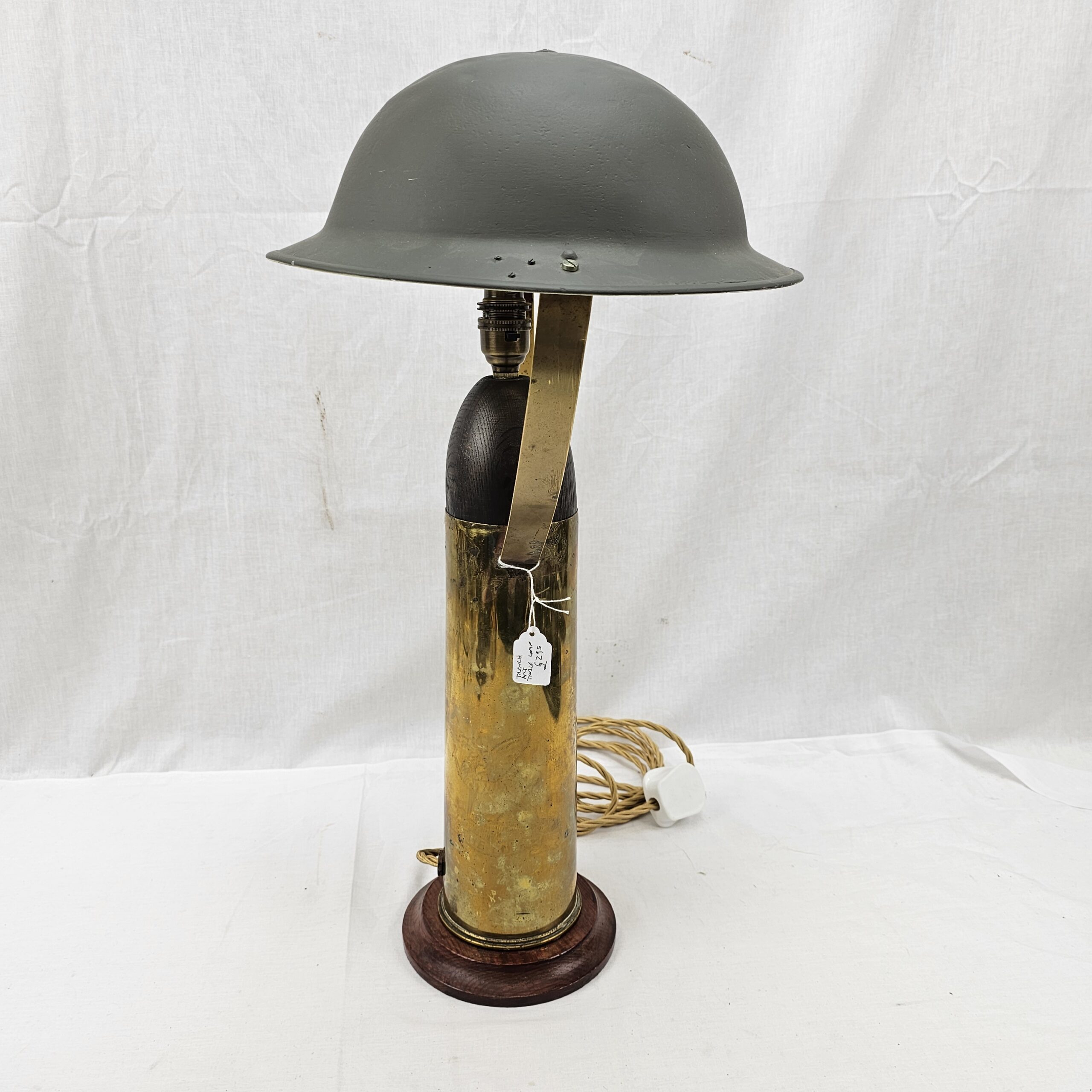 Lamp Crafted From A Brass Shell Case And Dummy Head With British Brodie Helmet Shade - Image 4