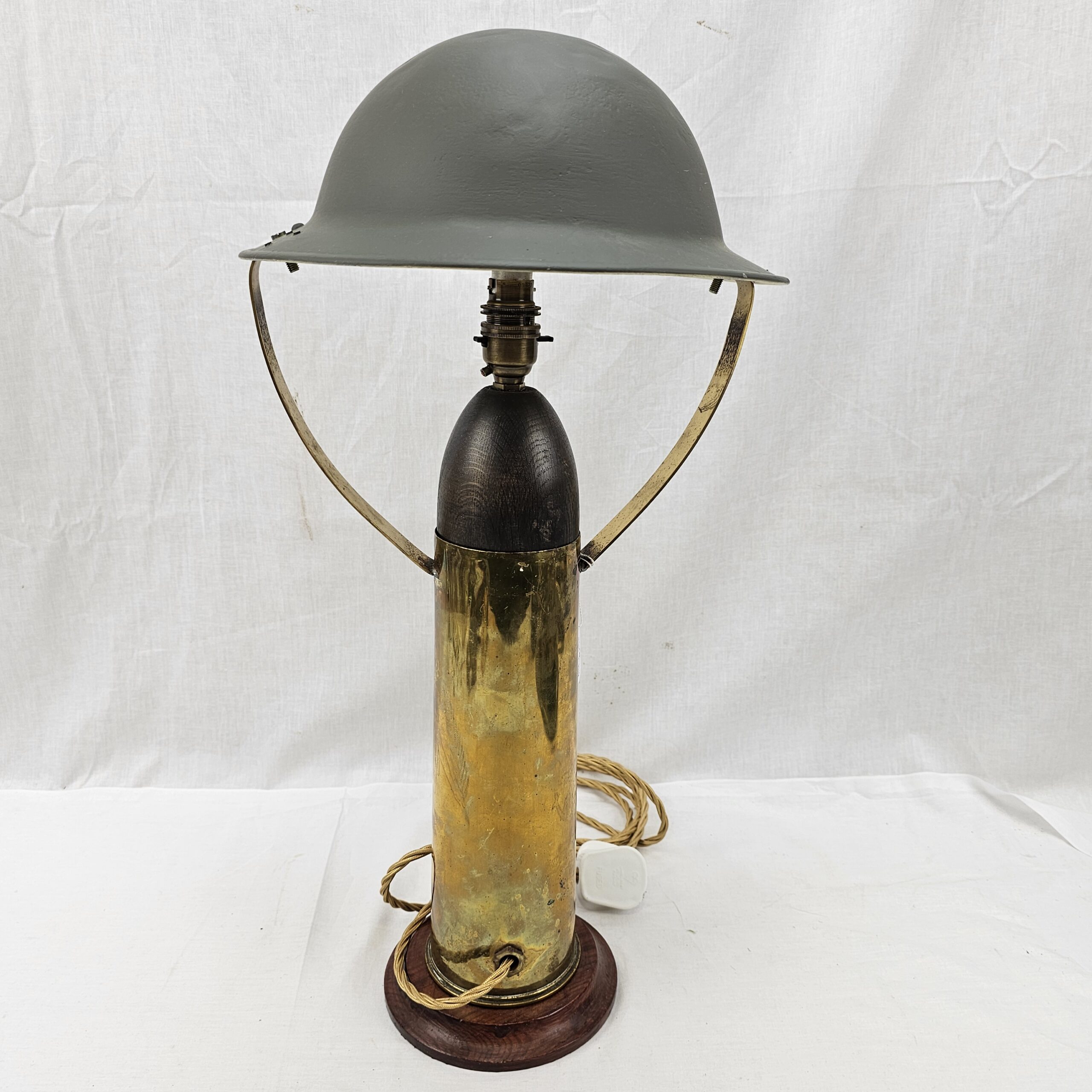 Lamp Crafted From A Brass Shell Case And Dummy Head With British Brodie Helmet Shade - Image 3