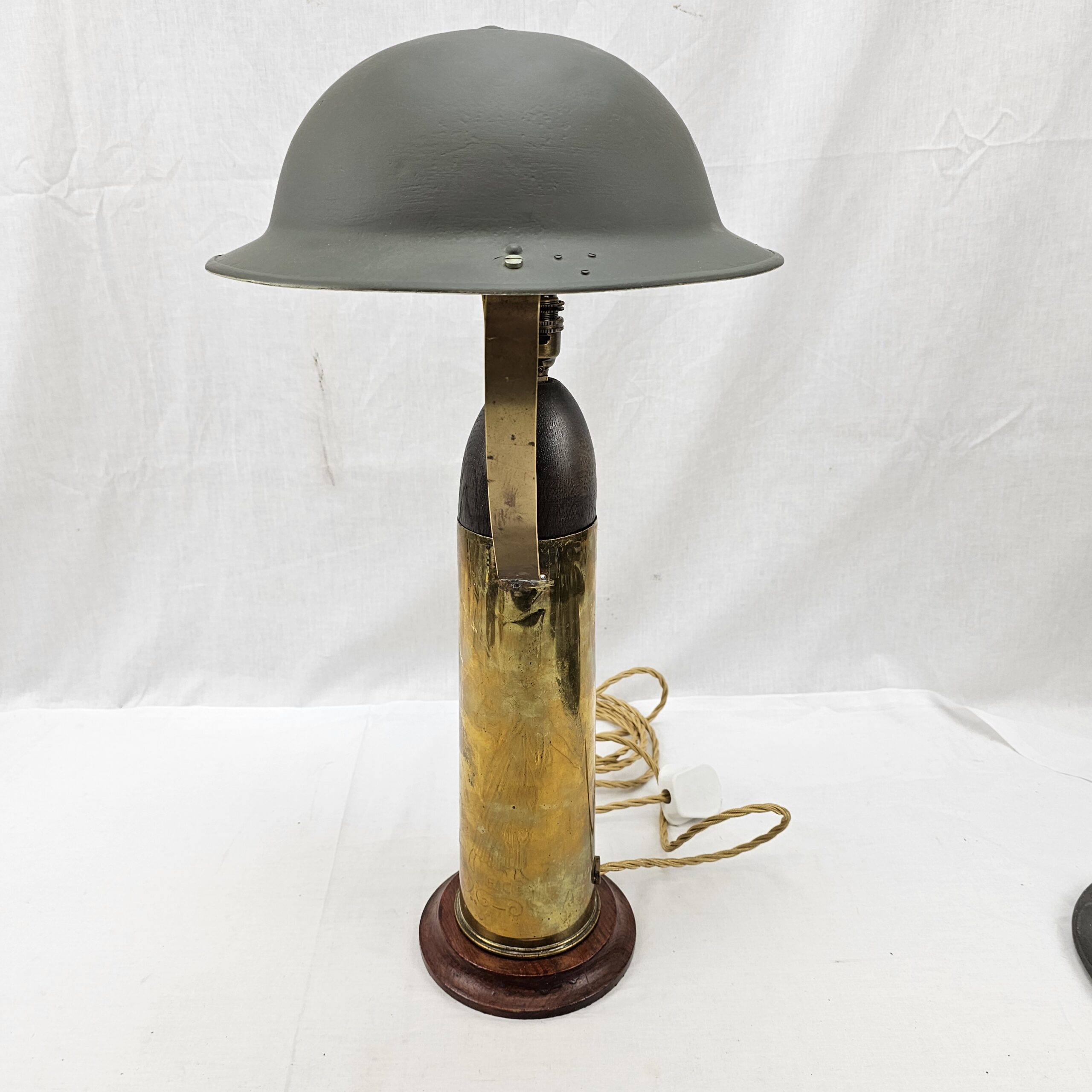 Lamp Crafted From A Brass Shell Case And Dummy Head With British Brodie Helmet Shade - Image 2