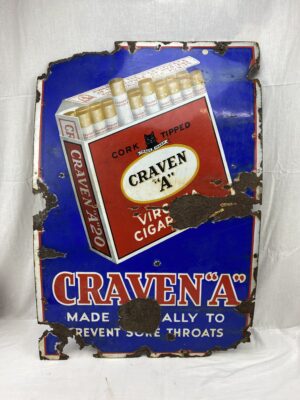 Original Vintage Craven A Cigarettes Advertising Enamel Sign