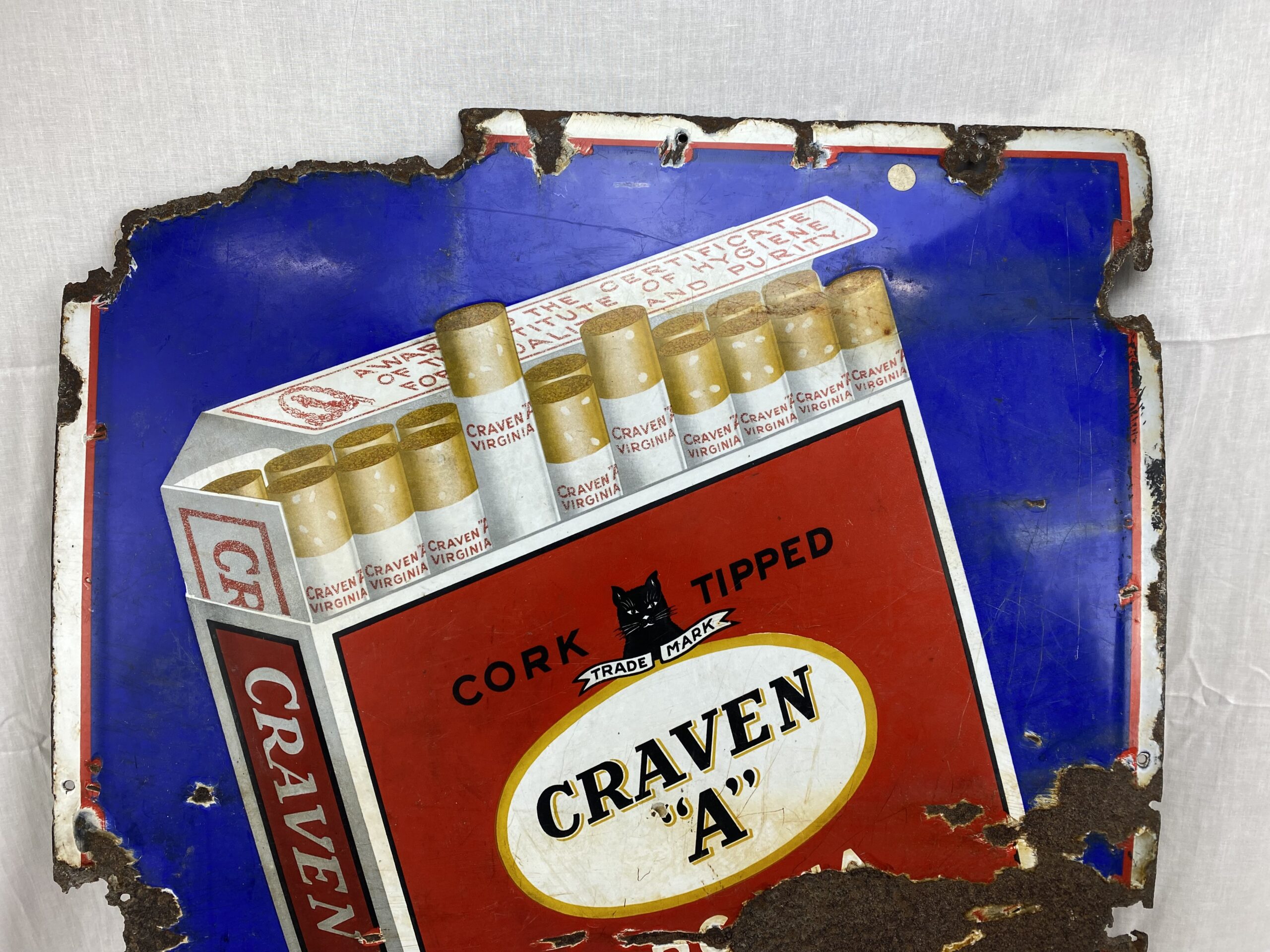 Original Vintage Craven A Cigarettes Advertising Enamel Sign - Image 3