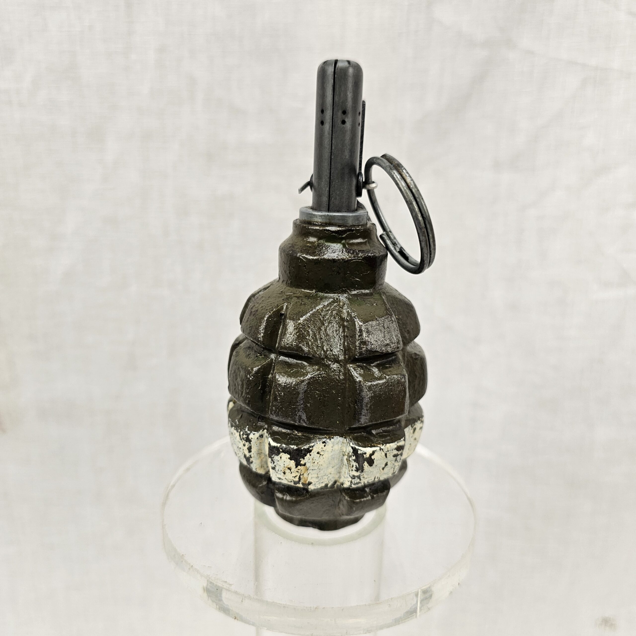 Post-War Soviet F1 Hand Grenade Inert - Green and White Stripe #4 - Image 6