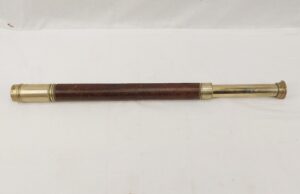 WW2 Royal Navy Single Draw Chromed Brass And Leather Telescope By W Ottway