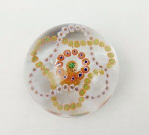 c1880 Baccarat Glass Millefiori Paperweight With Garlands