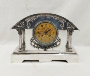 c1900 Japy Freres Silver Plated Striking Mantel Clock