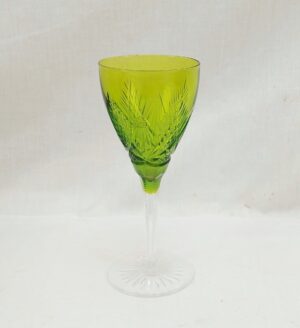 1920's Val St Lambert Green Wine Cut Glass