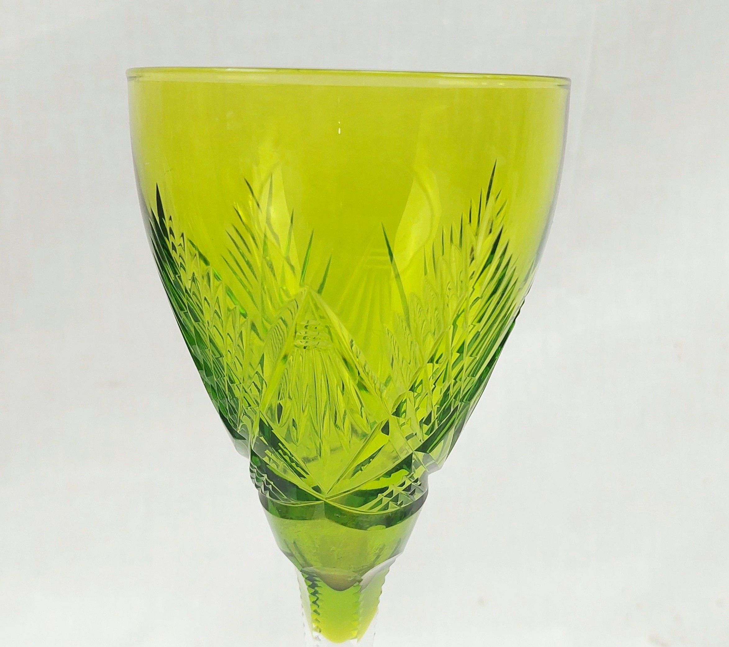 1920's Val St Lambert Green Wine Cut Glass - Image 6