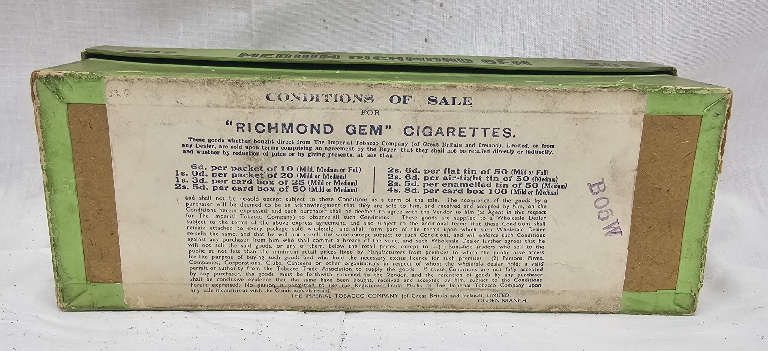 1930s Medium Richmond Gem Cigarette Retail Box - Image 4