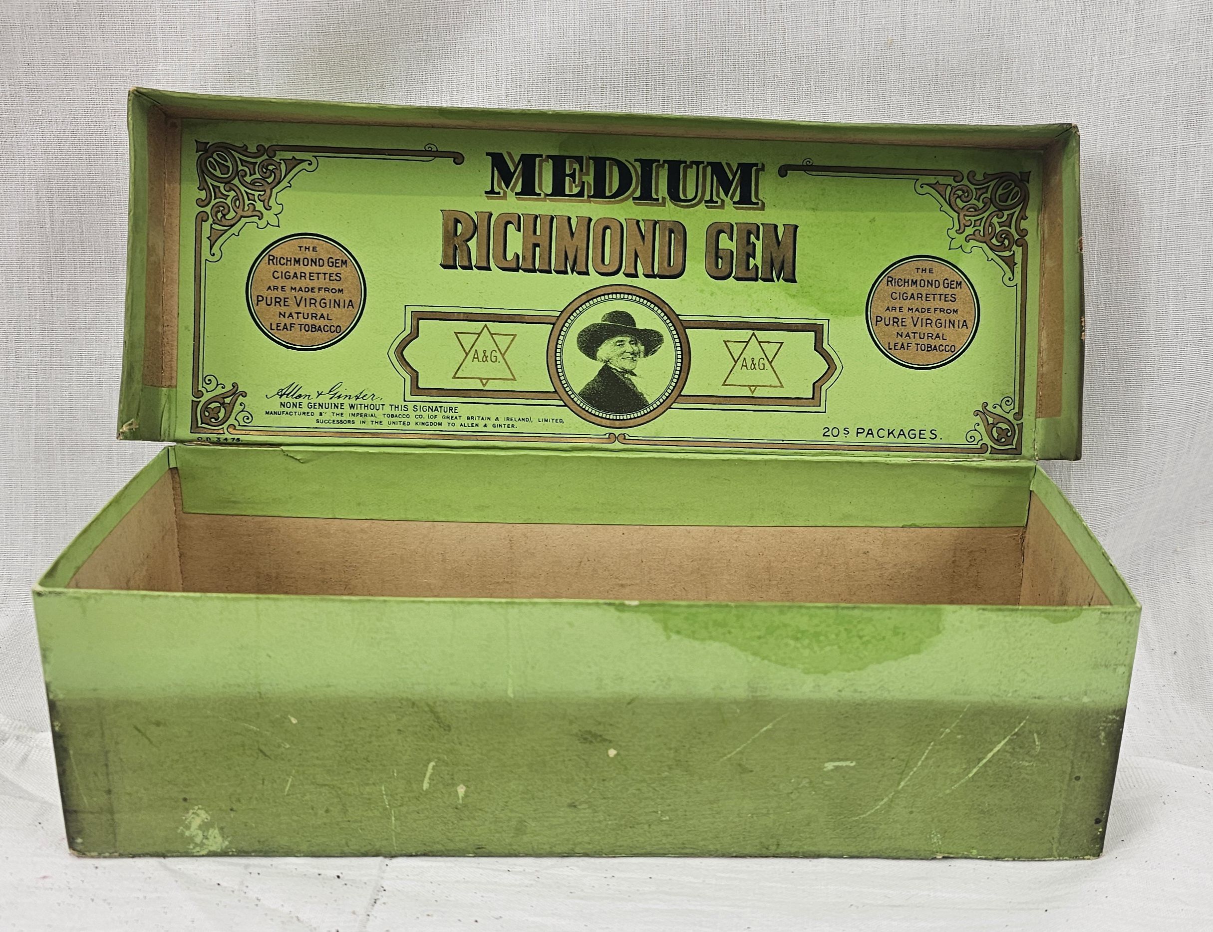 1930s Medium Richmond Gem Cigarette Retail Box - Image 5