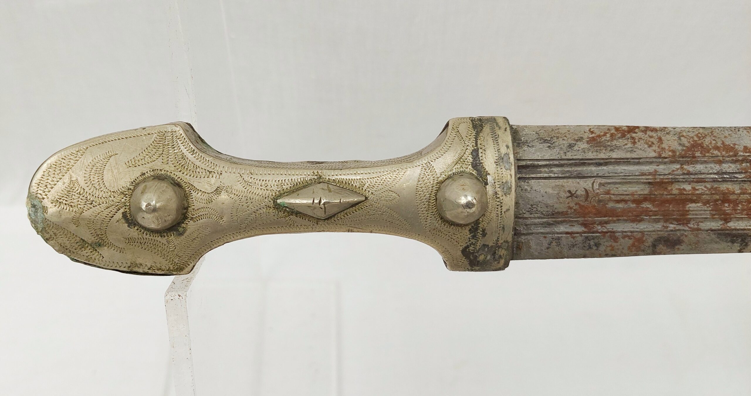 19th Century Caucasian Khanjali Dagger With Silver Grip And Scabbard - Image 13