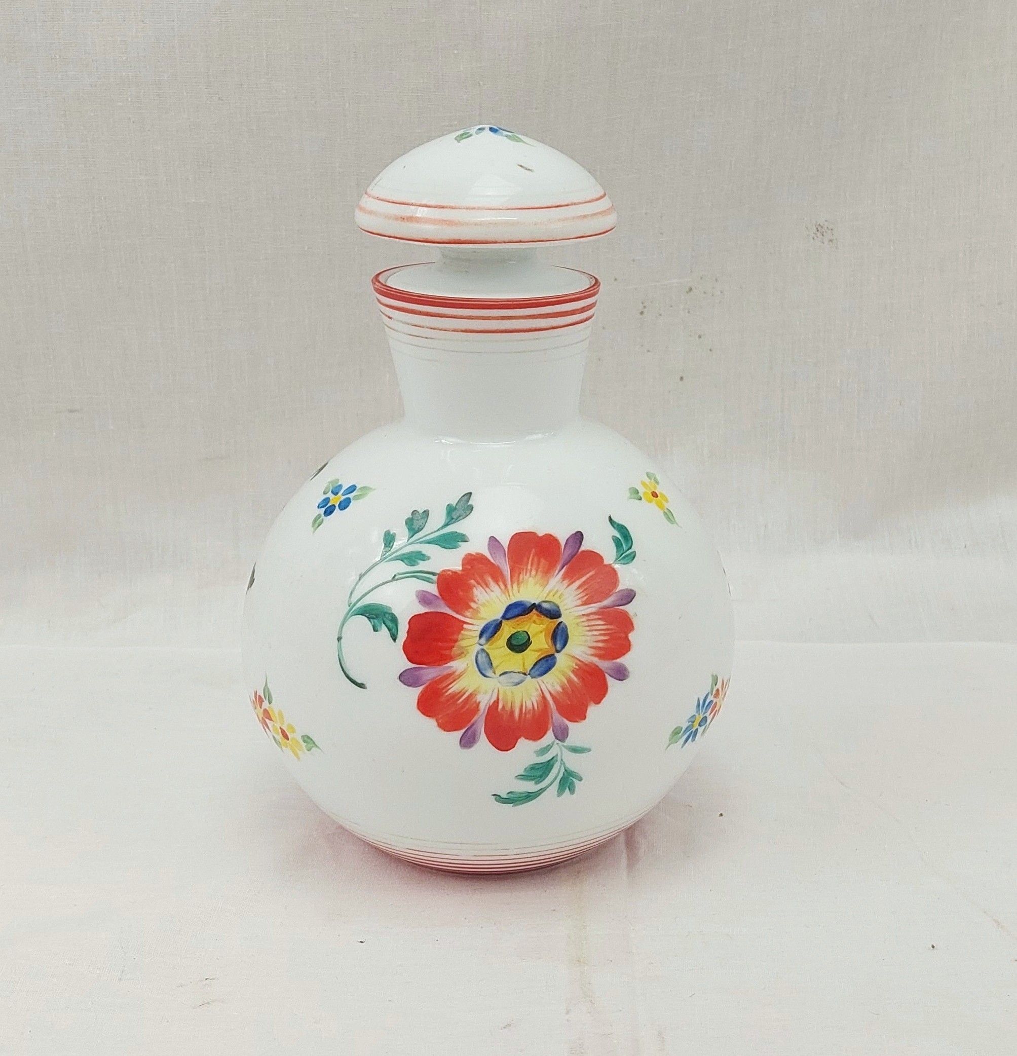 19th Century Large French Milk Glass Shop Scent Bottle