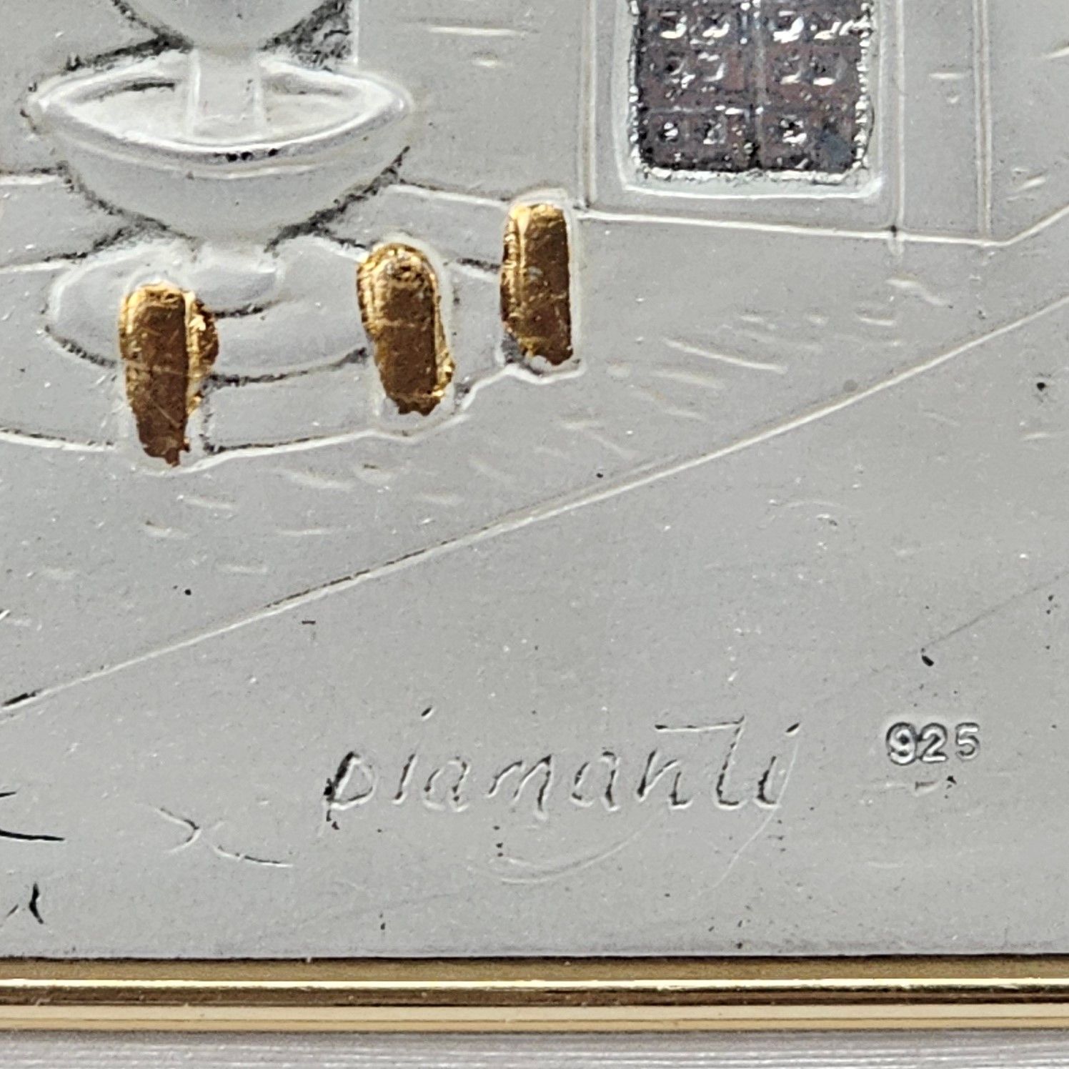 925 Silver And Gilt Street Scene Plaque By Diamanti - Image 3