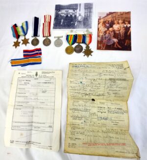 British, WW1 (Jutland) & WW2 Royal Navy Medal Group, J33814 Charles Raymond Rae A.B. R.N. (1899-1971), WW1 The Victory Medal, Great War Medal, LSGC Medal HMS Whiteshed, WW2 1939-45 Star, Atlantic War Medal, Naval GSM with Palastine 1936-39 Clasp (Mine Sweeping), Original Service Papers, Death Certificate, Detailed History, 2 photographs, plus 1914-1915 Star for Pte. T. Rae.