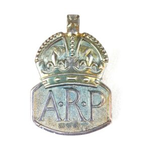 British, WW2, Silver Hallmarked Air Raid Precautions (A.R.P) Badge, Kings Crown, Dated A - 1936, Silversmith RJ Sir Robert Arthur Johnson Royal Mint