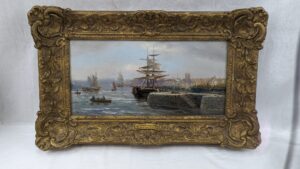 Fine Framed 19th Century Oil On Canvas Of Gosport By S. A. Galton