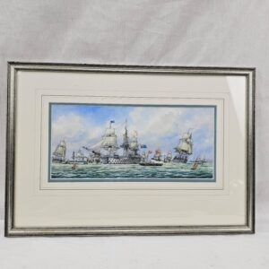 Framed Watercolour The Baltic Fleet Leaving Spithead 1854 By Colin Baxter