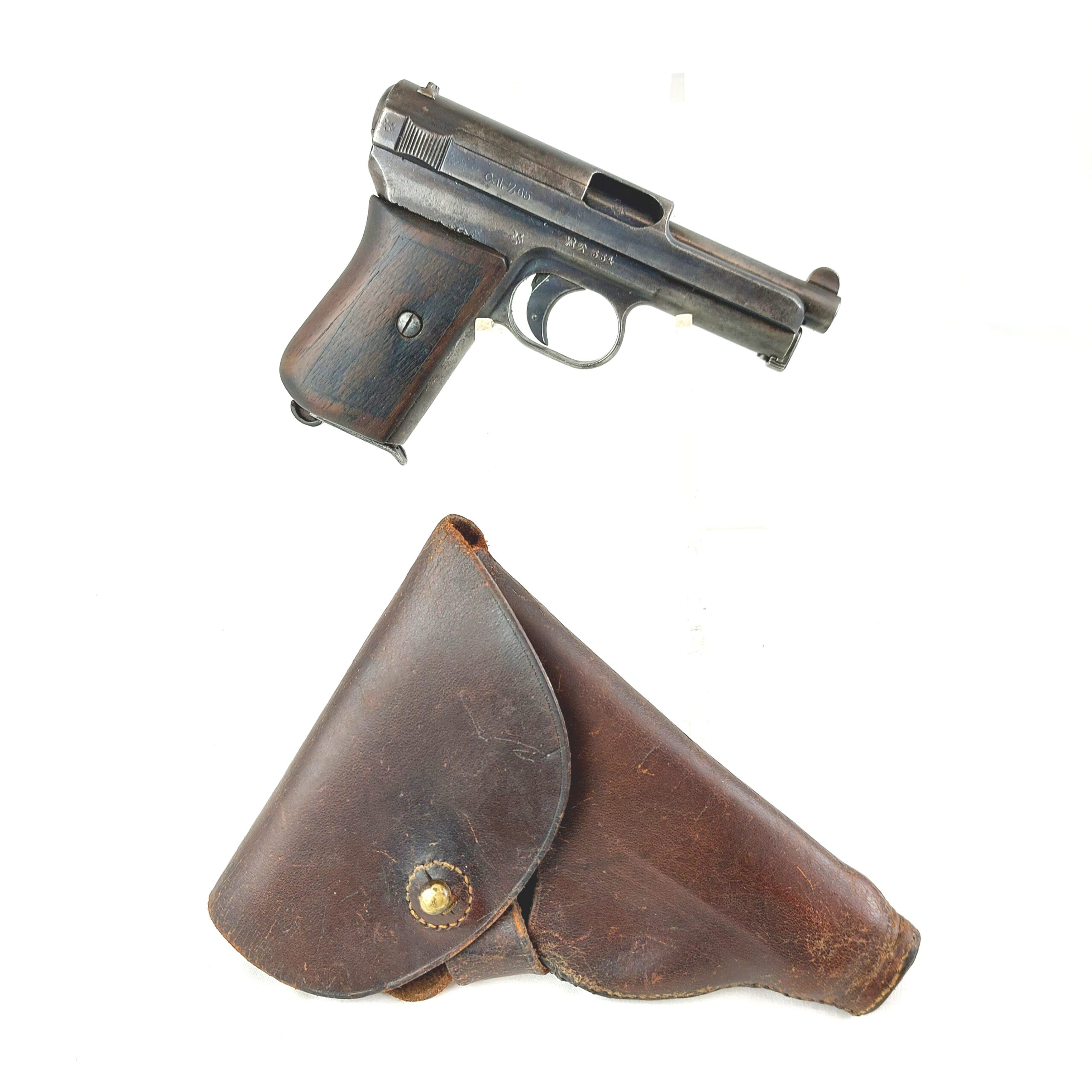 German, 1929, Mauser Model 1914 4th Variant Semi Automatic 7.65 Cal Pocket Pistol and Holster, with Shanghai Police Arsenal Number, Old Spec Deactivated