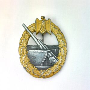 German, WW2, 1943, Kriegsmarine Coastal Artillery Badge - Kriegsabzeichen für Marineartillerie, by FLL 43 - Friedrich Linden of Lüdenscheid