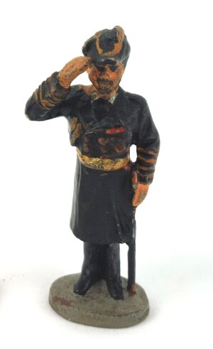 German, WW2 War Toy, Kriegsmarine Grand Admiral (Großadmiral) Raeder Saluting, by Elastolin (7cm), Handpainted