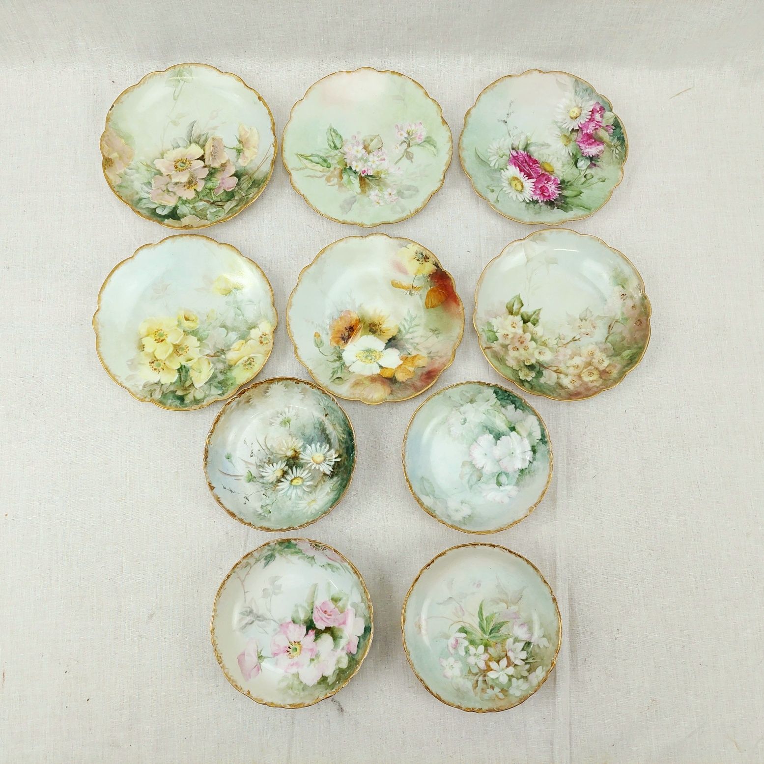 c1890 Set of 6 Tea Plates & 4 Saucers by Jean Pouyat Limoges