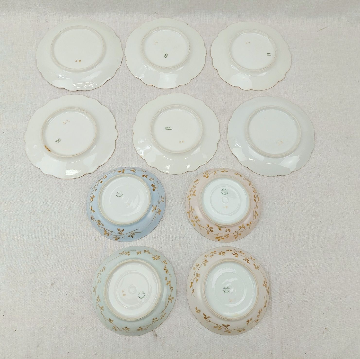 c1890 Set of 6 Tea Plates & 4 Saucers by Jean Pouyat Limoges - Image 12