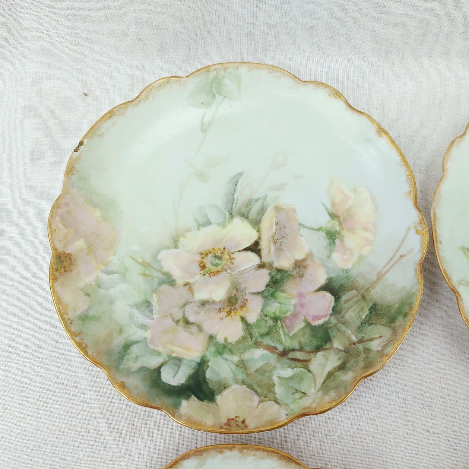 c1890 Set of 6 Tea Plates & 4 Saucers by Jean Pouyat Limoges - Image 2