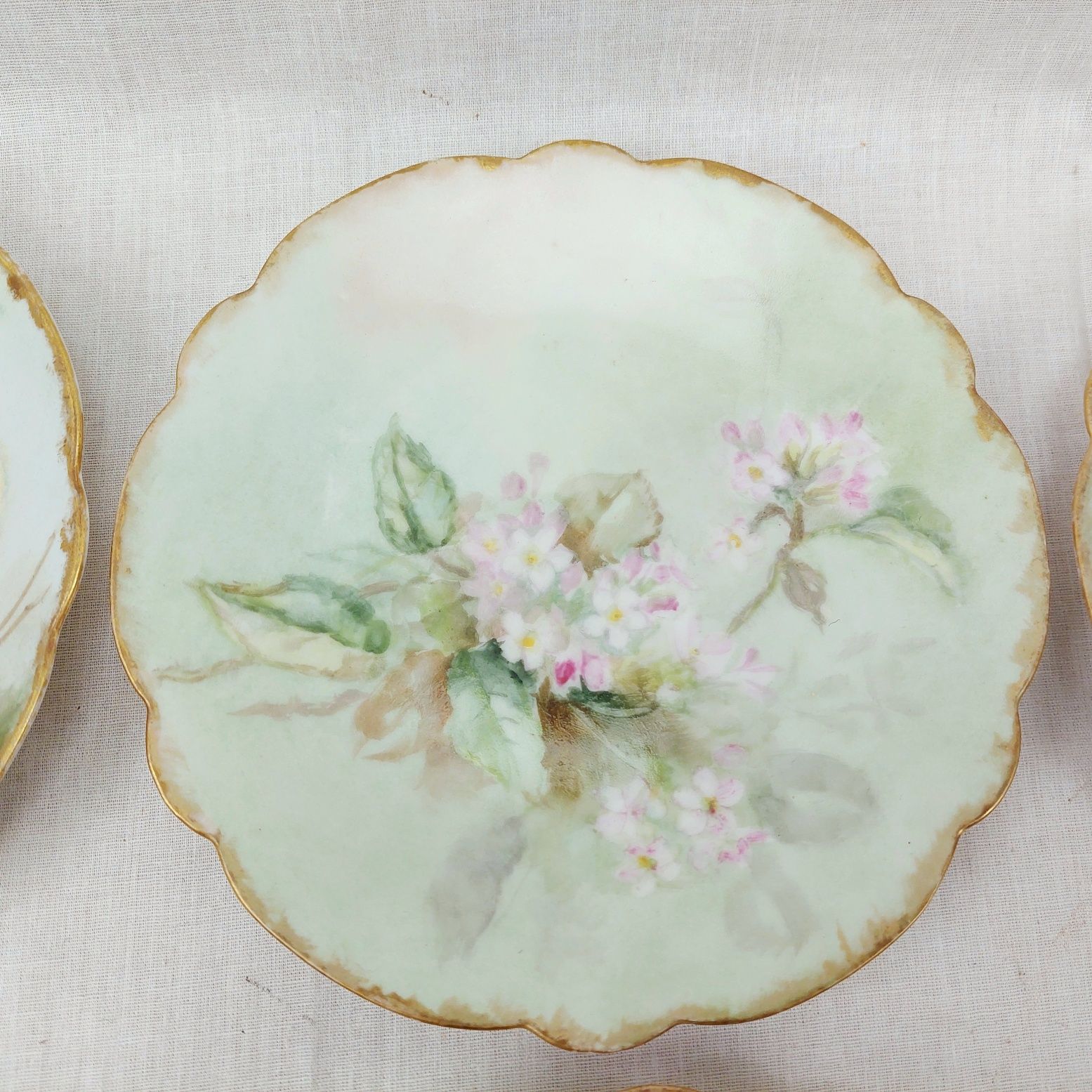 c1890 Set of 6 Tea Plates & 4 Saucers by Jean Pouyat Limoges - Image 3