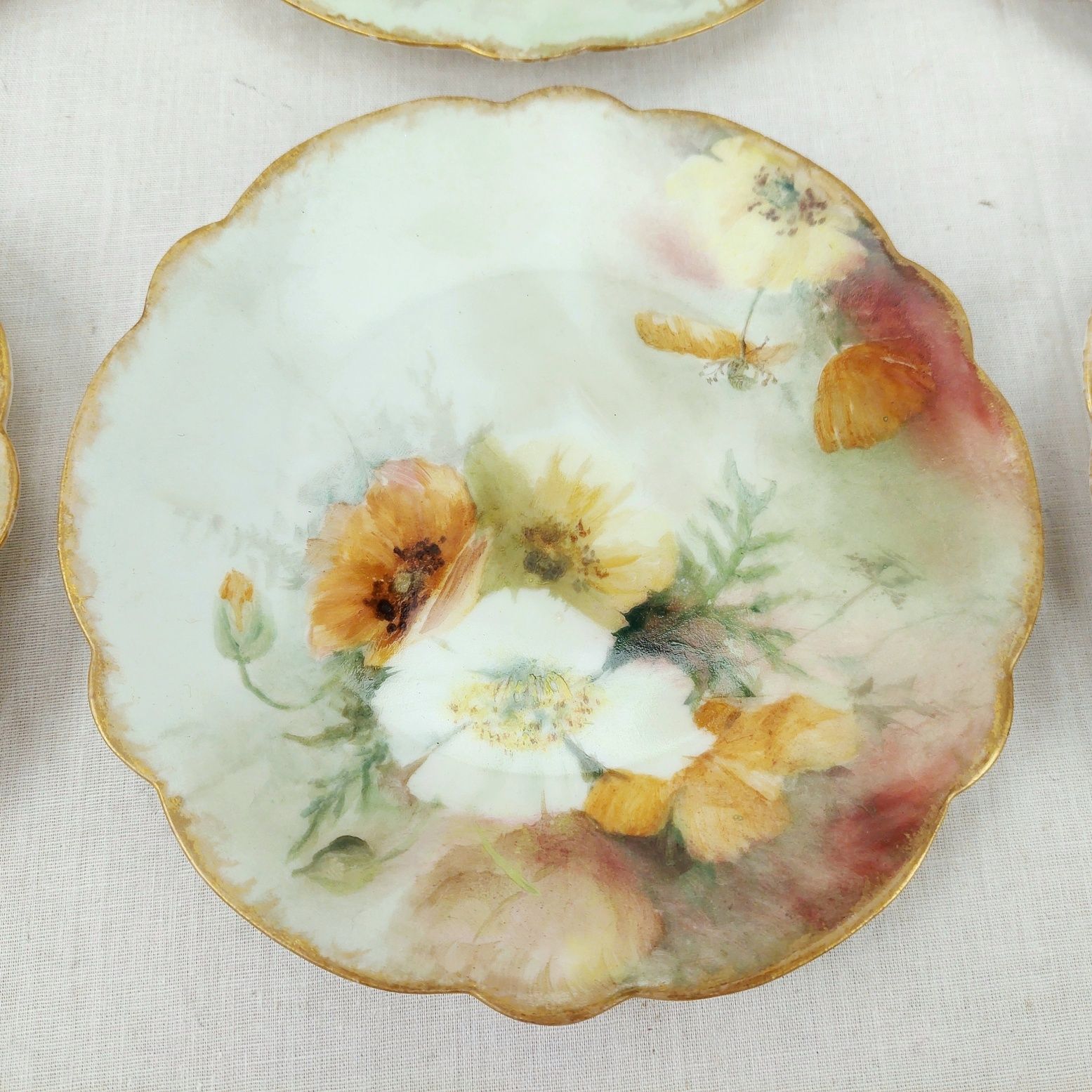 c1890 Set of 6 Tea Plates & 4 Saucers by Jean Pouyat Limoges - Image 4