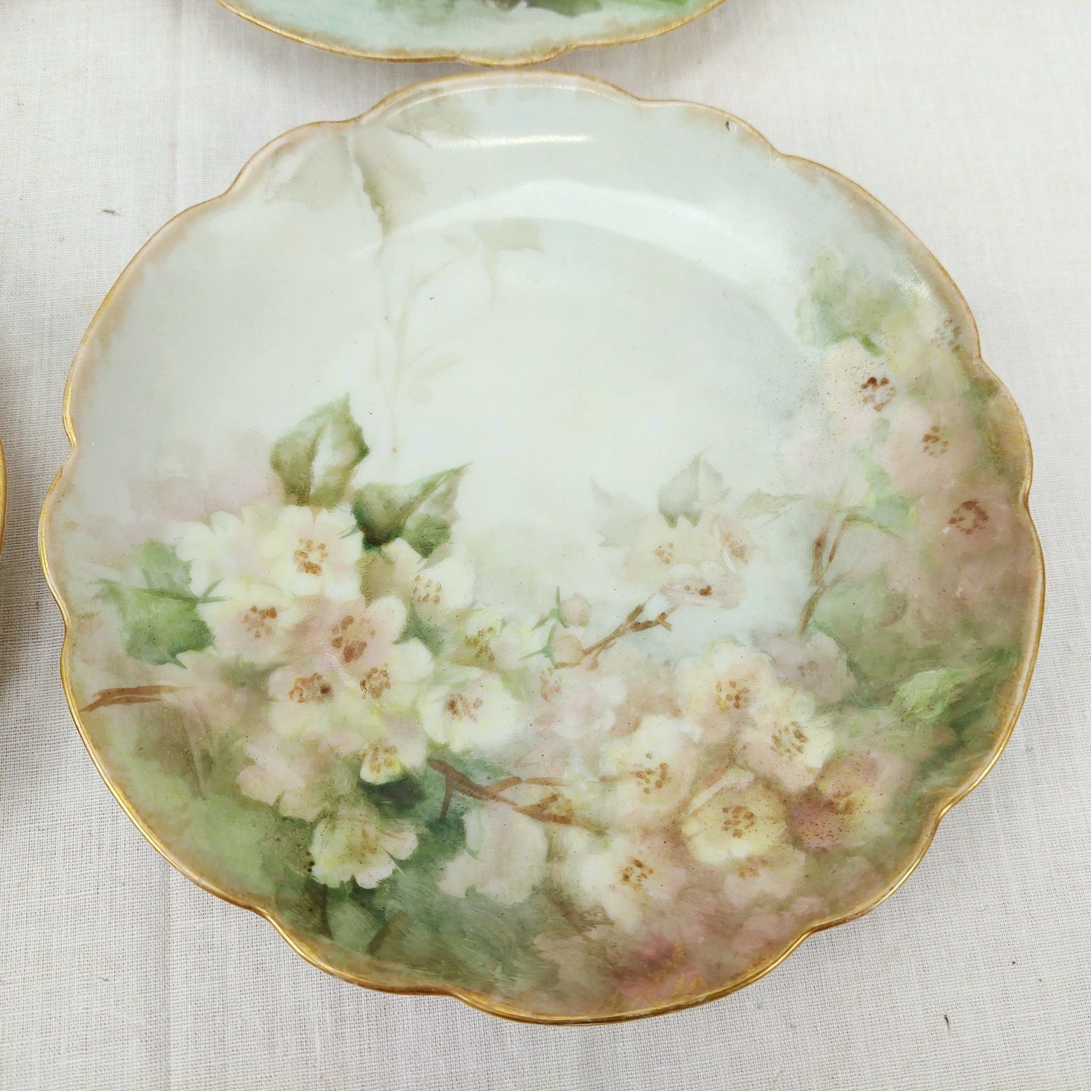 c1890 Set of 6 Tea Plates & 4 Saucers by Jean Pouyat Limoges - Image 6