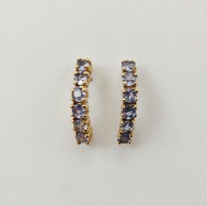 9ct Gold Six Stone Amethyst Stud Earrings