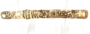 Japanese, Meiji Period (1868-1912), Carved Bone Dagger Knife and Scabbard, plus sheath