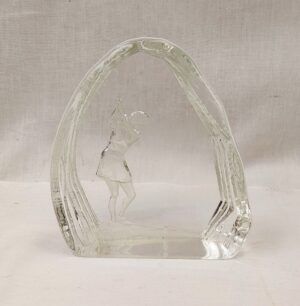 Lady Golfer Etched Glass Paperweight