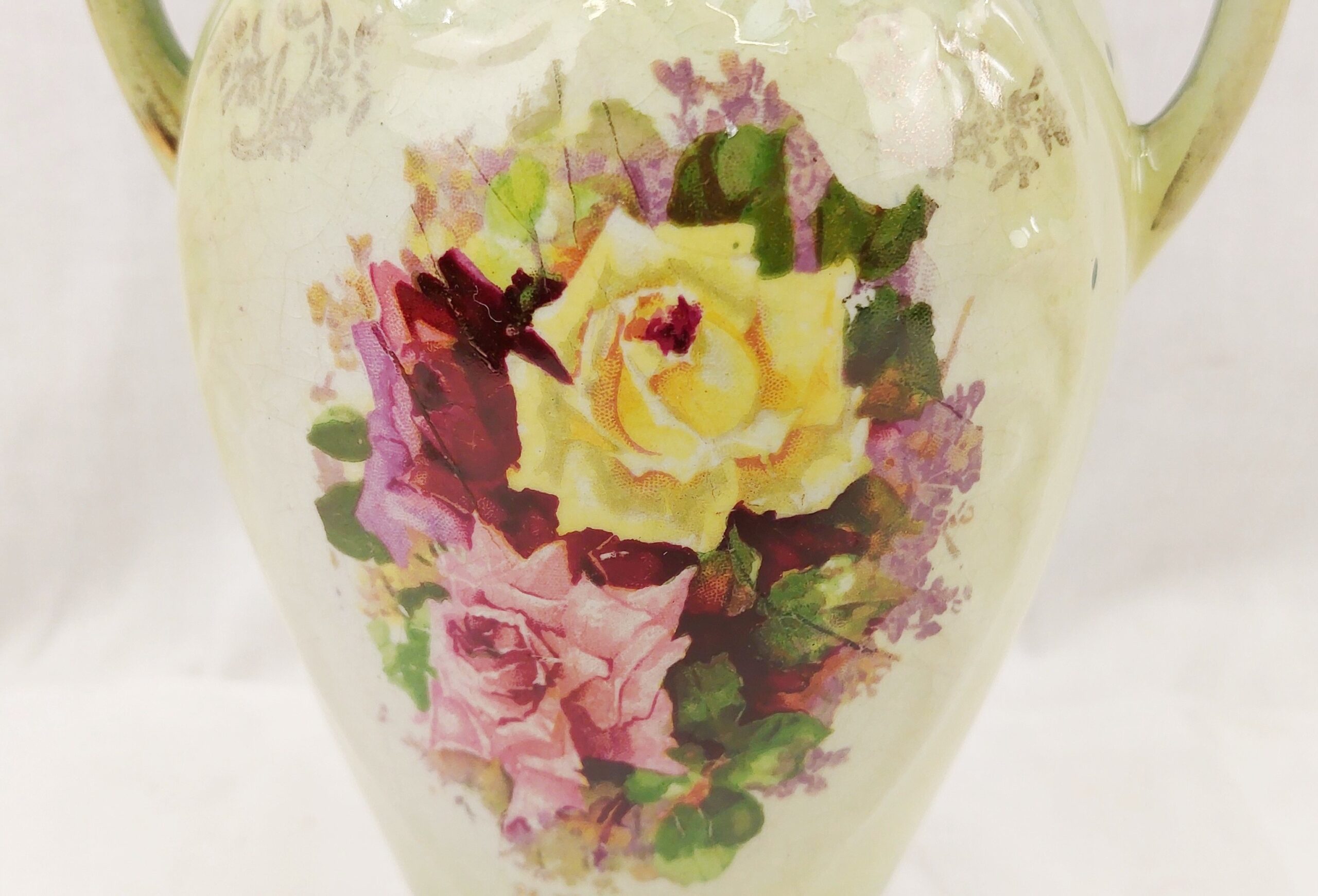 Medium Sized Victorian Transfer Printed Floral Vase - Image 4