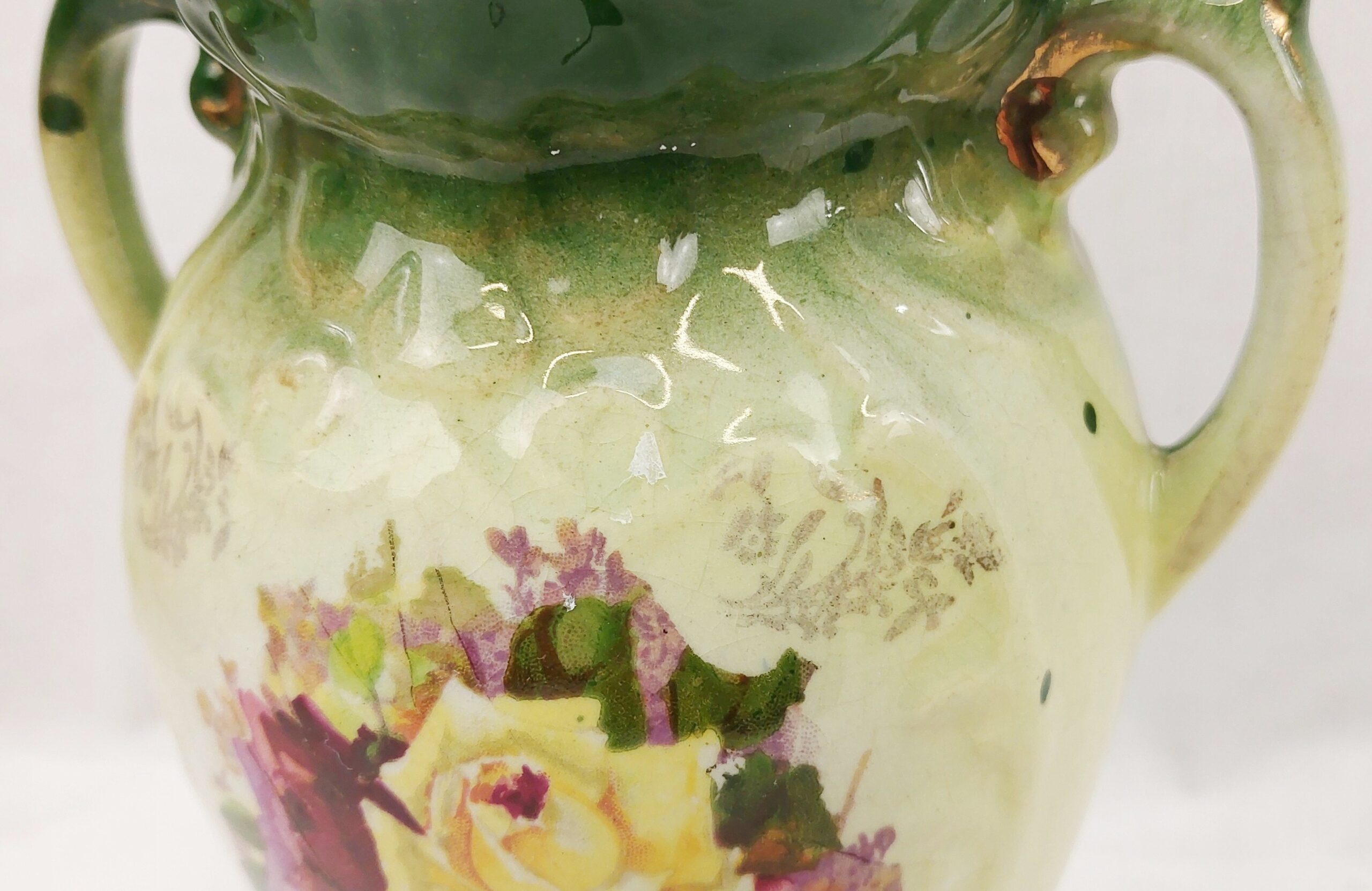 Medium Sized Victorian Transfer Printed Floral Vase - Image 5