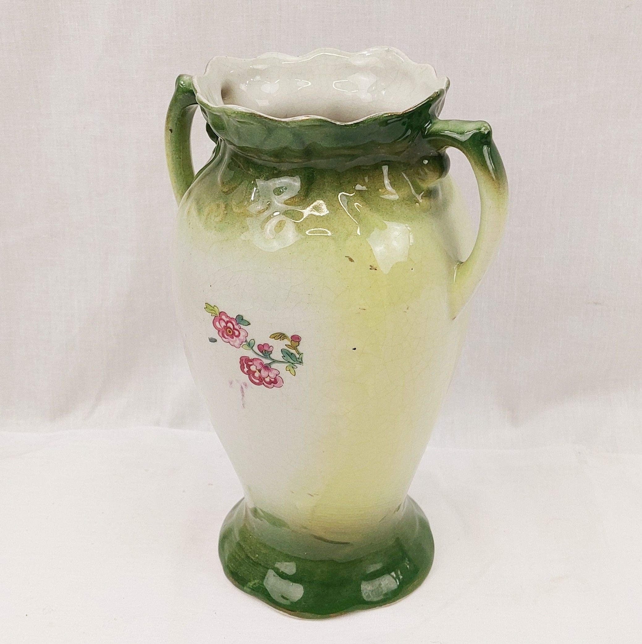 Medium Sized Victorian Transfer Printed Floral Vase - Image 2