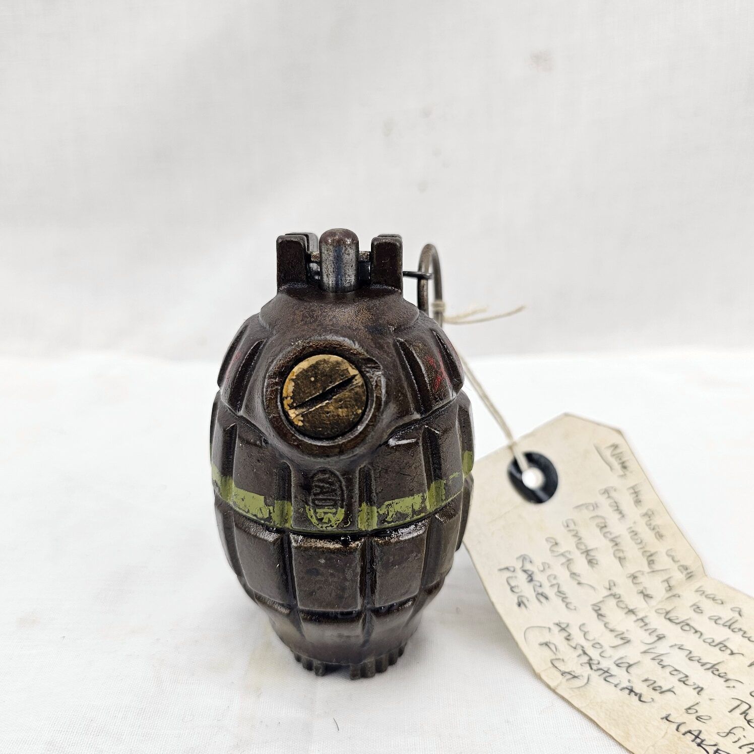 Rare British-Australian No. 30 MK I Mills Bomb Grenade Dated 1942 by Vadis & F.L. Hudson Brisbane Australia - Image 4