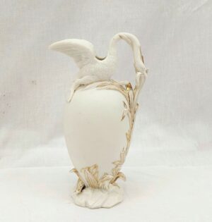 Superb c1825 H & R Daniel Swan Lipped Bisque Porcelain Ewer Vase