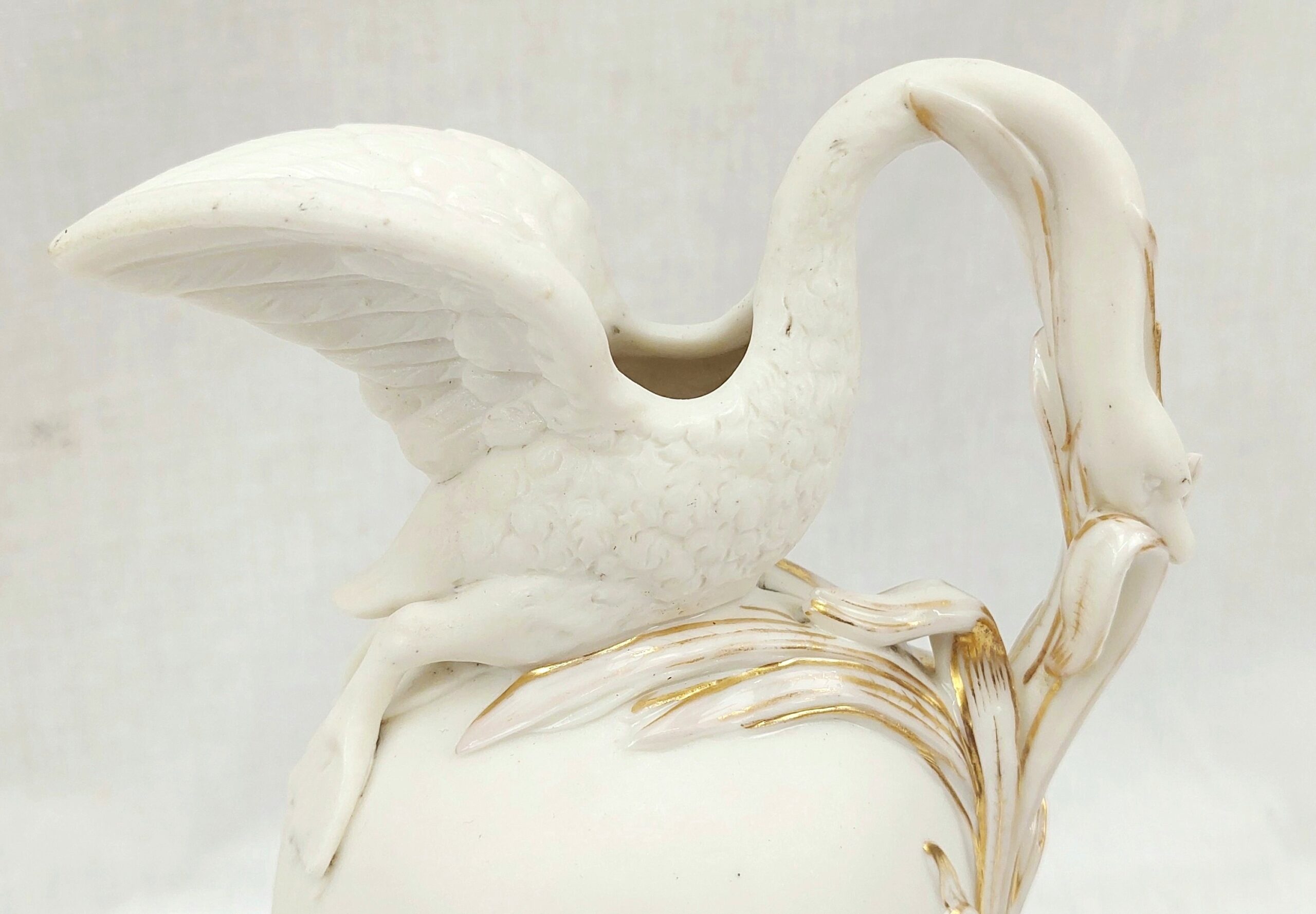 Superb c1825 H & R Daniel Swan Lipped Bisque Porcelain Ewer Vase - Image 12