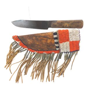 USA, 19th Century, Original Native American Red Indian Hide Knife Sheath and Knife