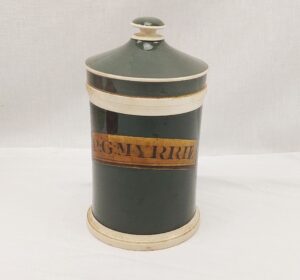 Victorian Green Ceramic Lidded Pharmaceutical Container