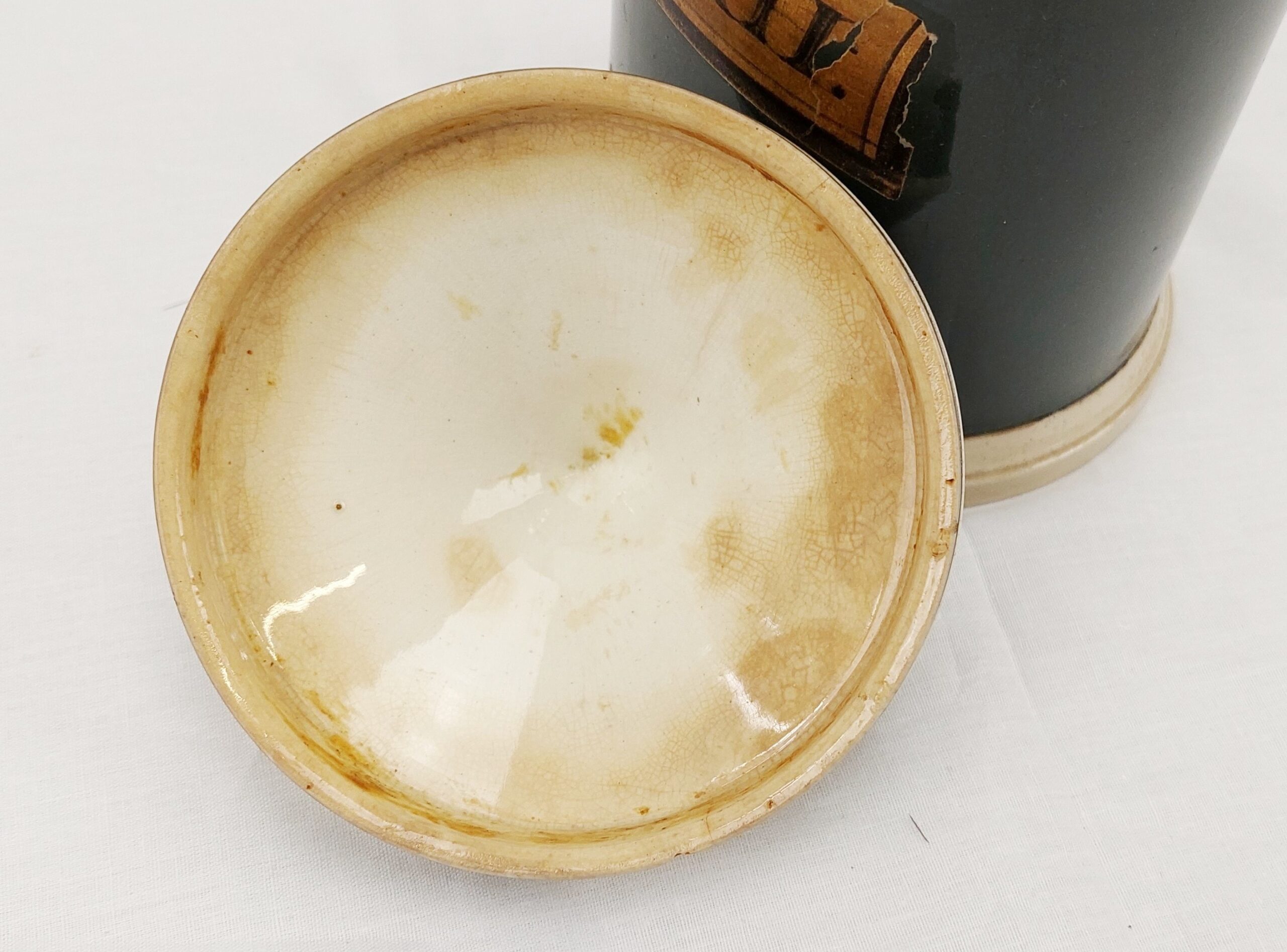 Victorian Green Ceramic Lidded Pharmaceutical Container - Image 3