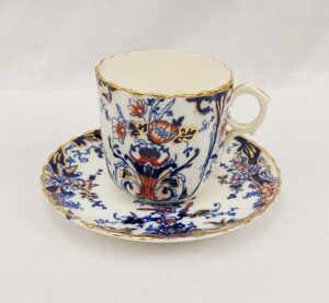 c1850 Spode Blue And Gilt Fluted Cup And Saucer
