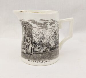 c1880 Black Transfer The Castle Usk Cream Jug